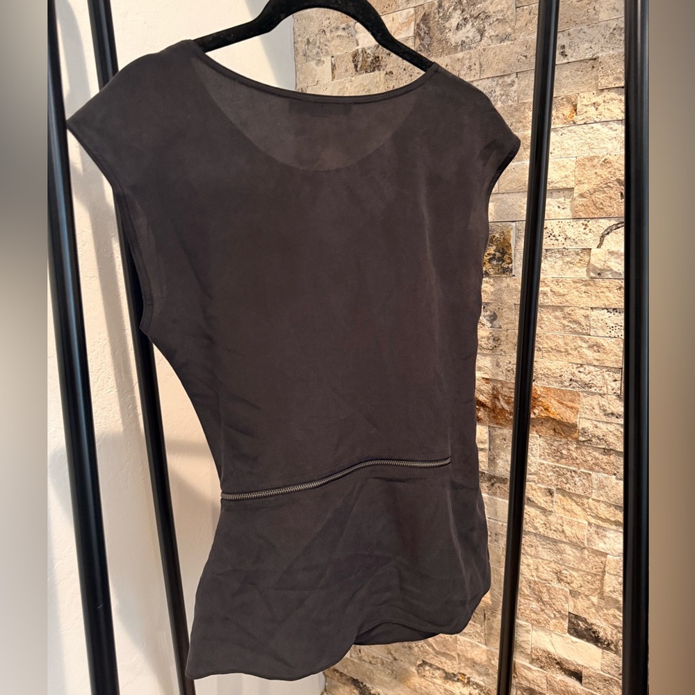 All Saints Silk Zip-Accent Blouse - Picture 2 of 2